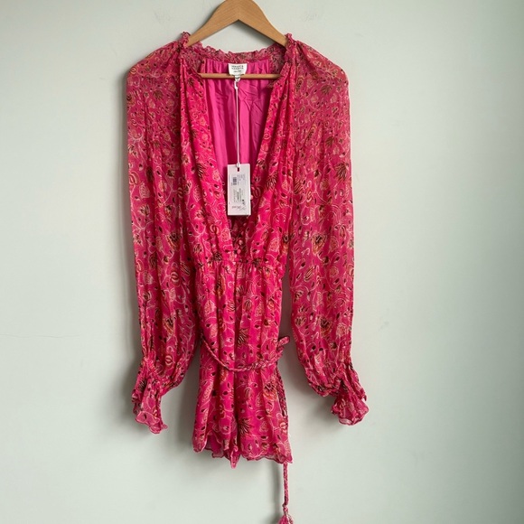 Hemant & Nandita Nara Romper With Braided Belt in Tulip Pink Large New! - Picture 10 of 11